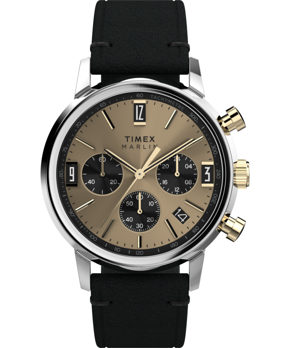 Marlin® Chronograph Tachymeter 40mm Leather Strap Watch 