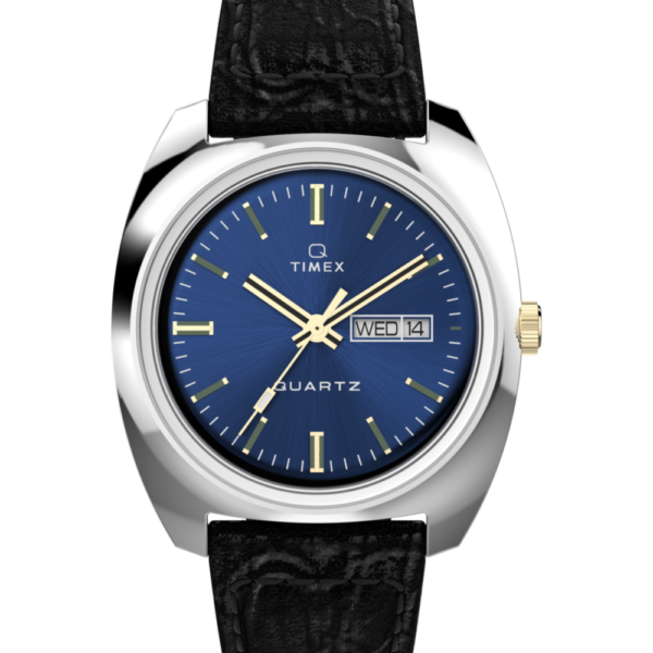 Q Timex® 1978 Day/Date 37.5mm Leather Strap Watch