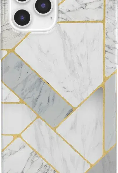 Sharp Lines | Geo White and Gold Marble Case