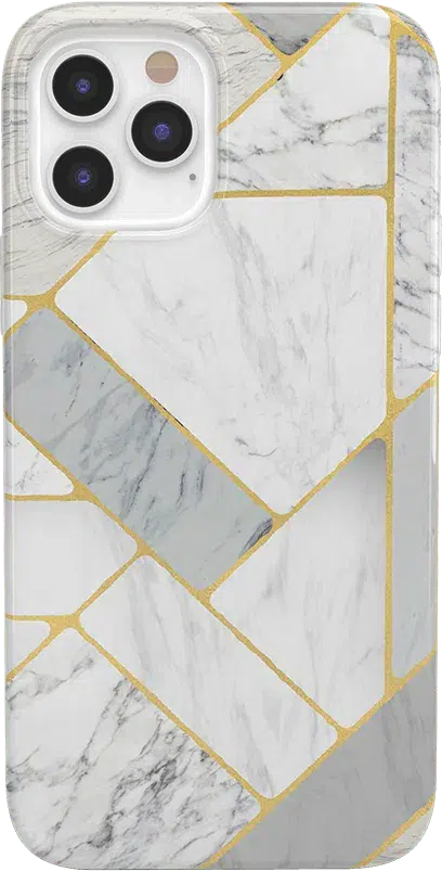 Sharp Lines | Geo White and Gold Marble Case