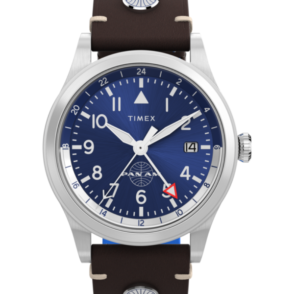 Timex Waterbury GMT x Pan Am® 39mm Leather Strap Watch